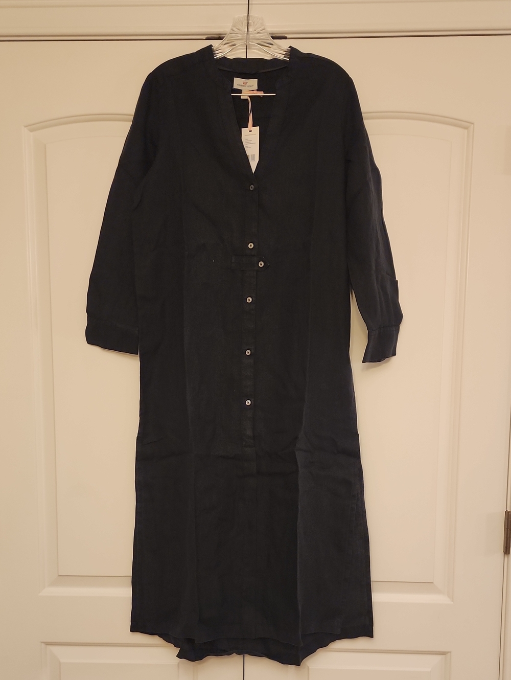 Vineyard Vines Navy Button-Front Long Sleeve Coverup